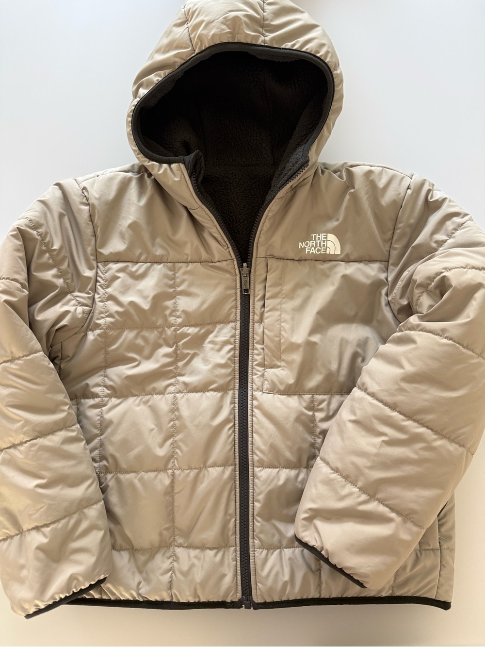 The North Face kids Hooded Puffer Jacket in Grey argile